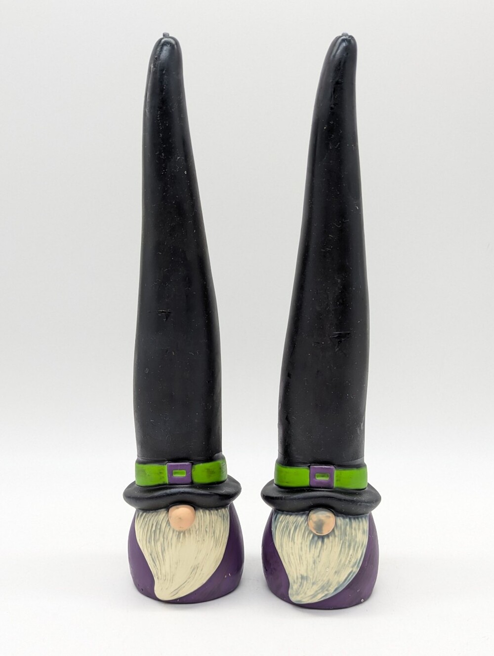 NIB Black Purple Halloween Gnome Novelty Candlesticks